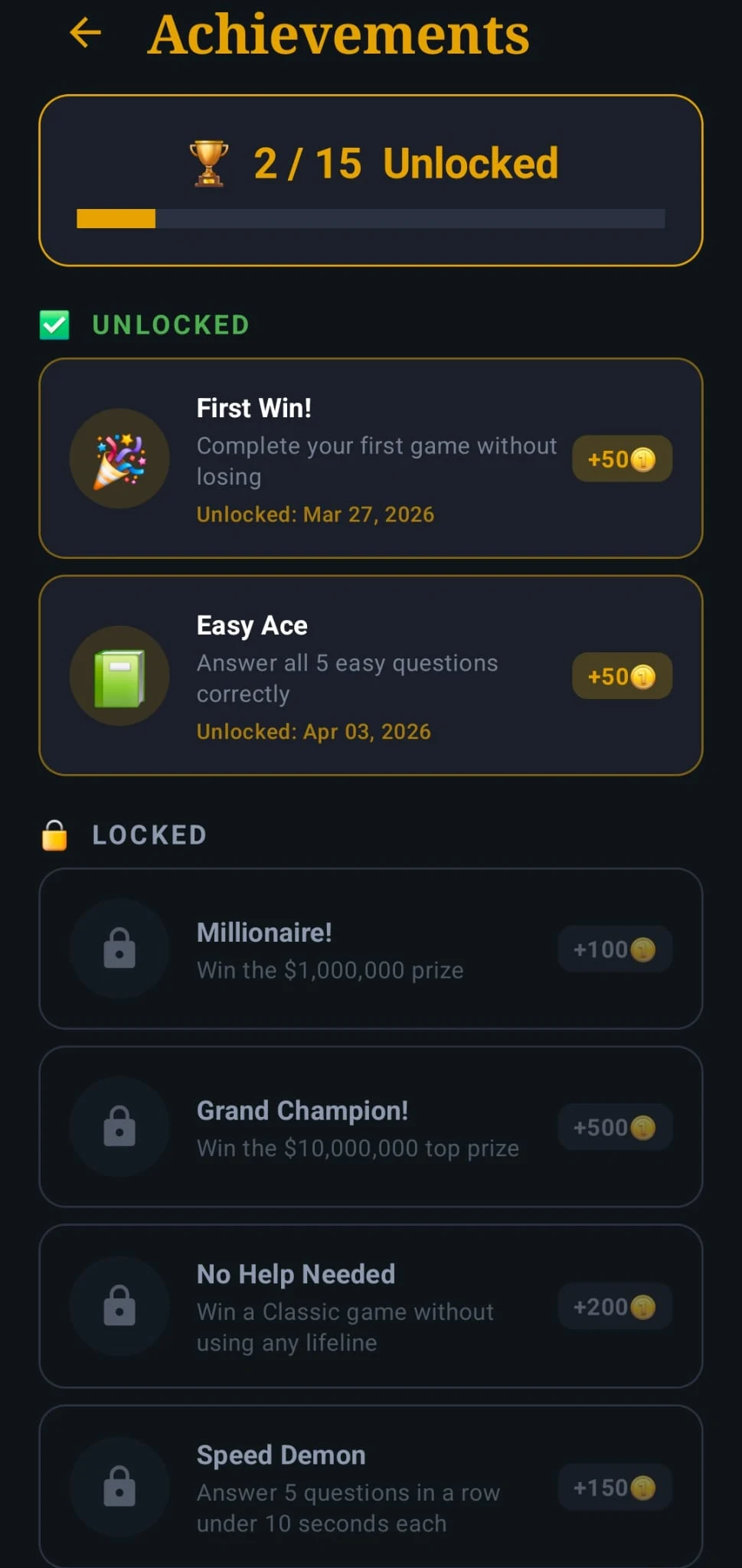 Millionaire Quiz: Trivia Game screenshot